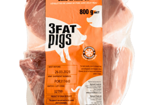 3 Fat Pig Pork Loin Chops - Bone-in Rind-on