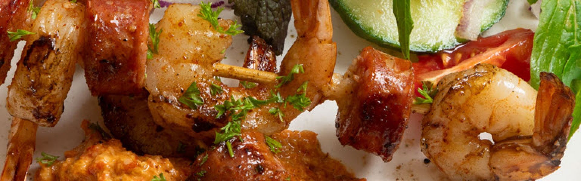 Prawn-Chorizo-kebabs-with-Romesco-Salad-Social