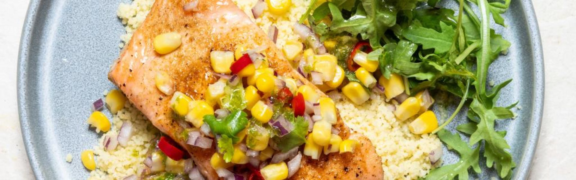 Seared Salmon Sweetcorn Salsa Lime Dressing Feb 26